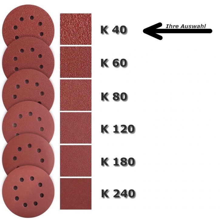 Schleifscheiben für Makita BO 5041 Exzenter-Schleifer (125mm, 8-Loch) K40